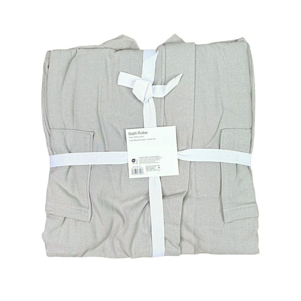Room Essentials Men’s Bath Robe - Size L/XL - Gray - Picture 4 of 5